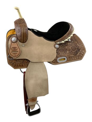 Circle S Barrel Saddle Set with Sunflower Tooling - 14, 15, 16 Inch #2