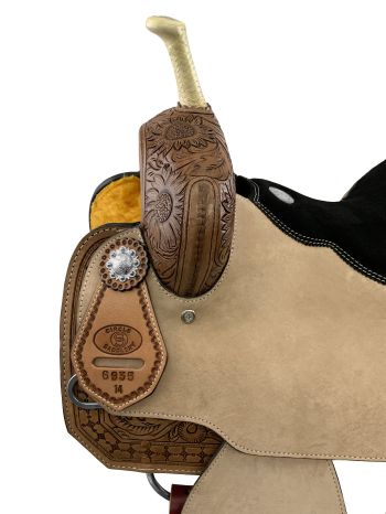 Circle S Barrel Saddle Set with Sunflower Tooling - 14, 15, 16 Inch #3