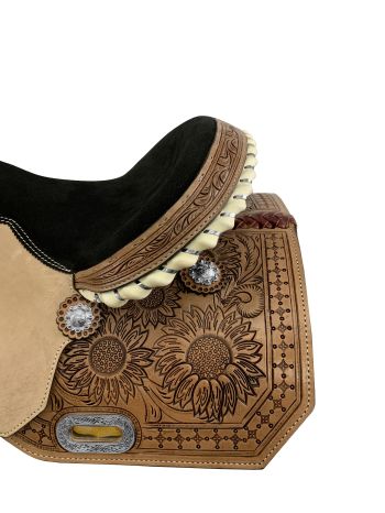 Circle S Barrel Saddle Set with Sunflower Tooling - 14, 15, 16 Inch #4