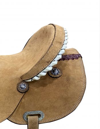 15", 16" Circle S Barrel Style Saddle with Rawhide Trim Accents #4