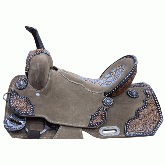 Double T Diamond Aztec Barrel Style Saddle - 14, 15 Inch #2