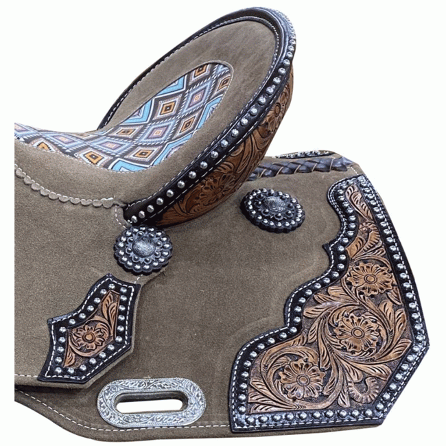 Double T Diamond Aztec Barrel Style Saddle - 14, 15 Inch #4