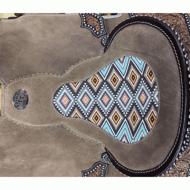 Double T Diamond Aztec Barrel Style Saddle - 14, 15 Inch #5