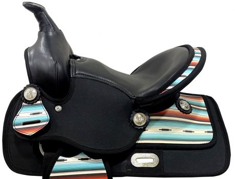 12" Synthetic saddle with Serape print #2