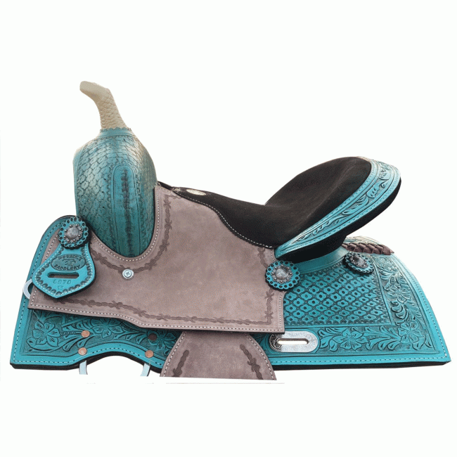 Double T Teal Trails Pony/Youth Saddle - 13 Inch #2