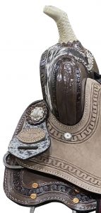 Double T 13" Youth Barrel Saddle with Hair on Cowhide Inlay #3