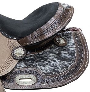 Double T 13" Youth Barrel Saddle with Hair on Cowhide Inlay #2