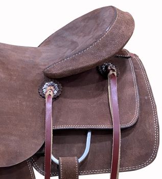16", 17" Circle S Roping Saddle with Dark Oiled Roughout Leather. *ROPING TREE* Warrantied for roping #4
