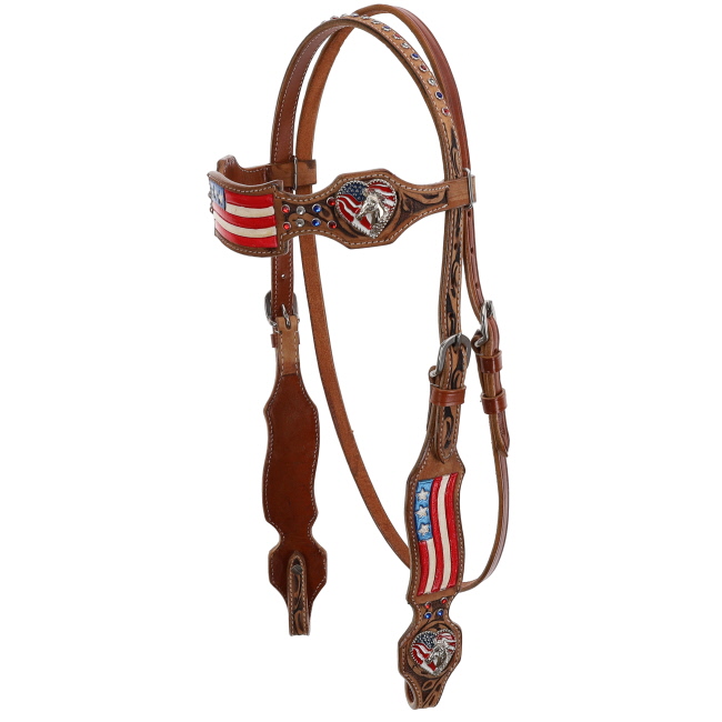 Showman Painted American Flag Browband Headstall and Breastcollar Set #2