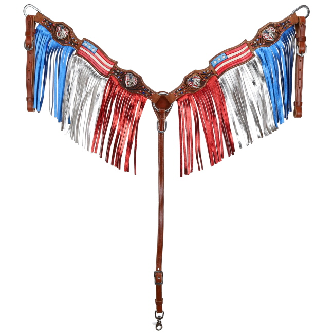 Showman Painted American Flag Browband Headstall and Breastcollar Set #3