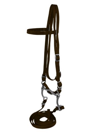 Pony size nylon headstall with bit and reins #5
