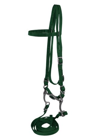 Pony size nylon headstall with bit and reins #3