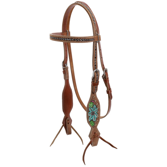 Showman Steer Skull and Cactus Browband Headstall and Breastcollar Set #2
