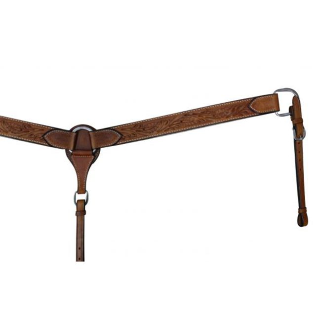 Showman Double Stitched Leather Breastcollar with Leaf Tooling