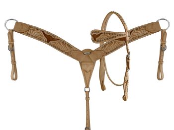Showman Browband Headstall and Breastcollar Set - Hair on Cowhide Steer #2