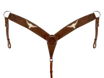 Showman Browband Headstall and Breastcollar Set - Hair on Cowhide Steer #6