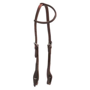 Showman Oiled Harness Leather One Ear Headstall with Quick Change Bit Loops