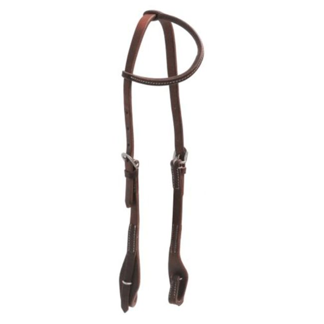 Showman Oiled Harness Leather One Ear Headstall with Quick Change Bit Loops