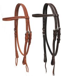 Showman Argentina cow leather basket weave tooled headstall