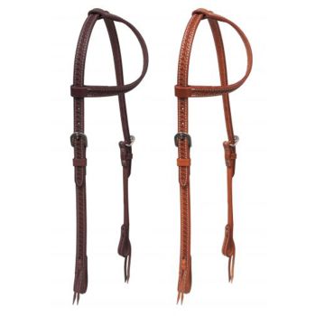 Showman Argentina Cow Leather One Ear Headstall with Basket Tooling