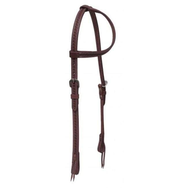 Showman Argentina Cow Leather One Ear Headstall with Basket Tooling #2
