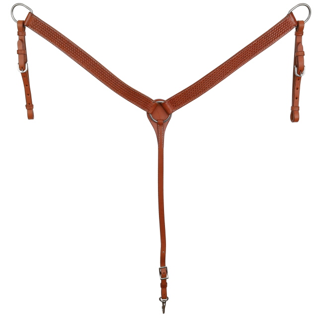 Showman Argentina Cow Leather Breastcollar with Basket Tooling #3