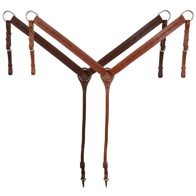 Showman Argentina Cow Leather Breastcollar with Barbed Wire Tooling