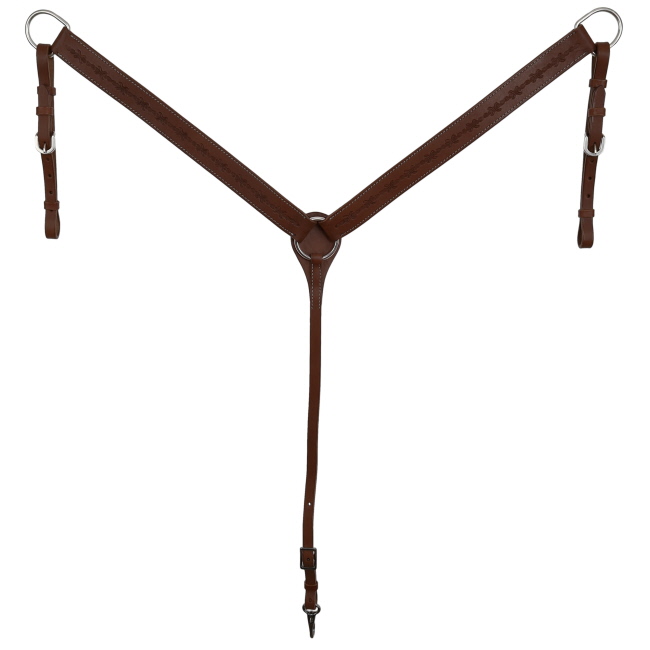 Showman Argentina Cow Leather Breastcollar with Barbed Wire Tooling #2