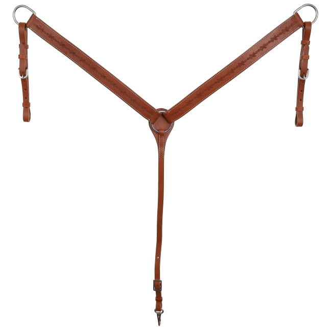 Showman Argentina Cow Leather Breastcollar with Barbed Wire Tooling #3