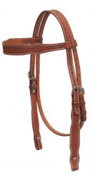 Showman Argentina cow leather browband headstall - Basket Tooled