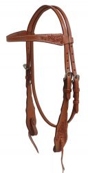 Showman Argentina cow leather headstall with floral tooled accents