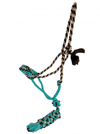 Showman Braided Mule Tape Halter - brown and teal