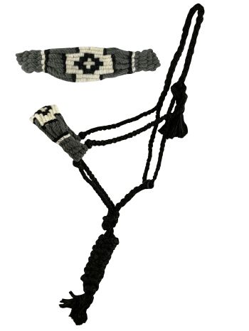 Showman Black Nylon Mule Tape Halter with Mohair Noseband