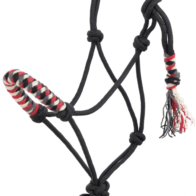 Showman Steely Red Mohair Wool Nose Cowboy Knot Halter with Lead #2