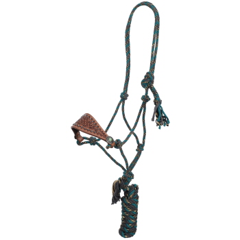 Showman Turquoise Mosaic Mohair Cowboy Knot Halter with Lead