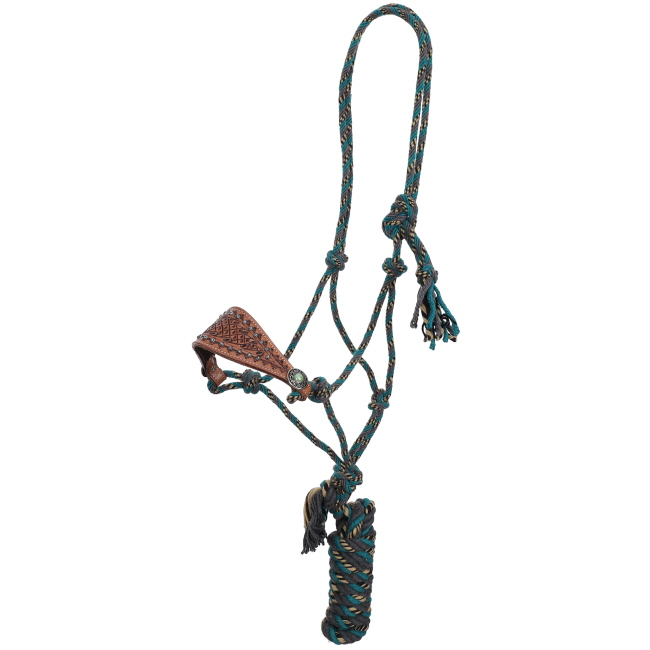 Showman Turquoise Mosaic Mohair Cowboy Knot Halter with Lead