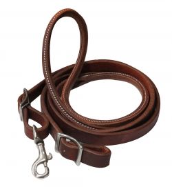 Showman 7ft heavy oiled harness leather contest rein with rolled center