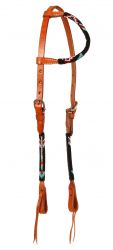 Showman Beaded arrow one ear headstall. Made of Argentina leather