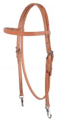 Showman Argentina Cowhide Harness Leather Browband Headstall with double snap ends