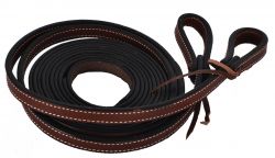 5//8/" X 8/' Foot Oiled Harness Leather Split Reins w// Water Loops USA Made 7403