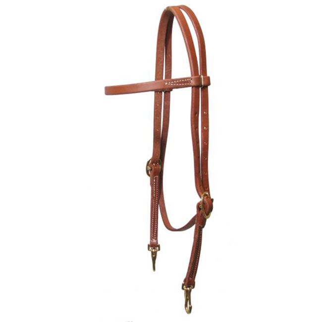 Showman Oiled Harness Leather Browband Headstall with Snaps