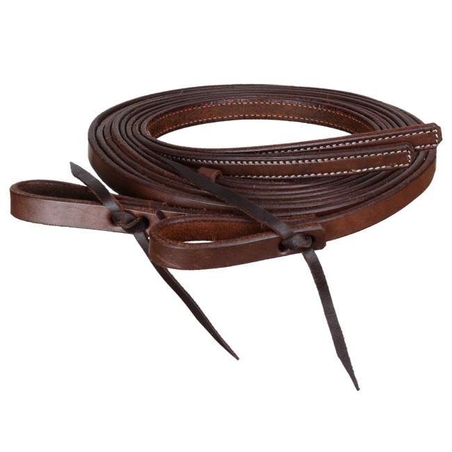 Showman 8' x 5/8" Heavy Oiled Argentina Cow Leather Split Reins with Stitched Ends