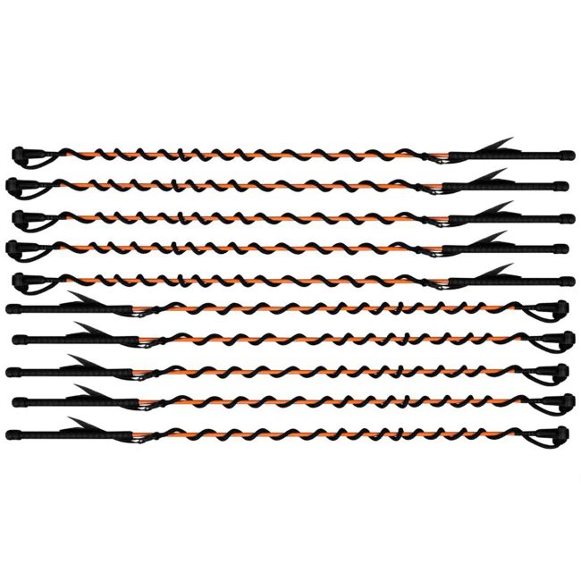 Training whip with nylon string and leather end. Featuring a 4' shaft and 5' lash with 10" molded handle #3