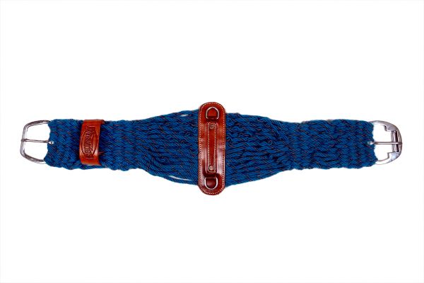 Showman Blue Mohair double weave string girth with Stainless Steel Roller Buckle
