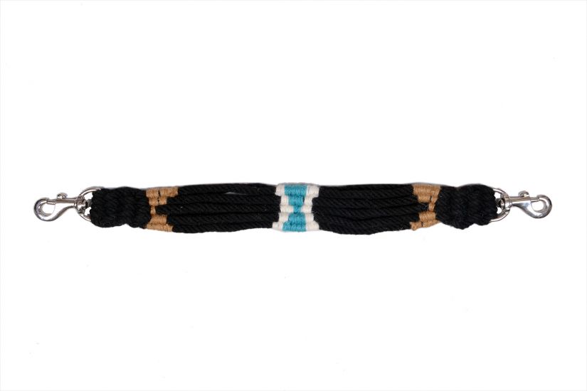 Showman Mohair Wool Multi Strand wither strap - Black, indigo, tan, and turquoise