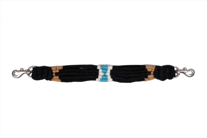 Showman Mohair Wool Multi Strand wither strap - Black, indigo, tan, and turquoise