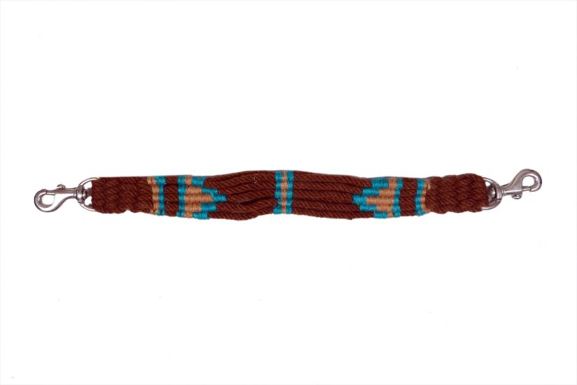 Showman Mohair Wool Multi Strand wither strap - brown, tan, and teal