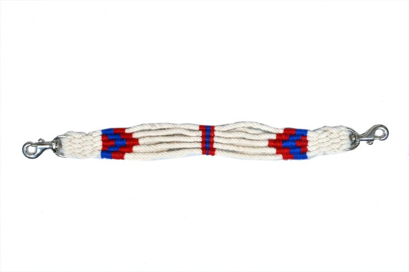 Showman Mohair Wool Multi Strand wither strap - white, red, and blue