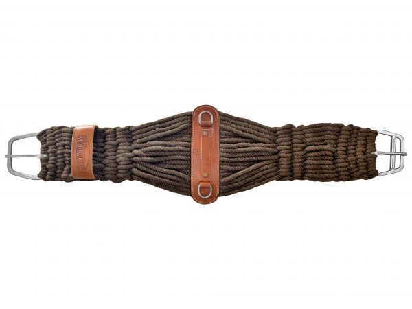 Showman Brown Cotton Blend Double Weave String Girth with NP Roller Buckle