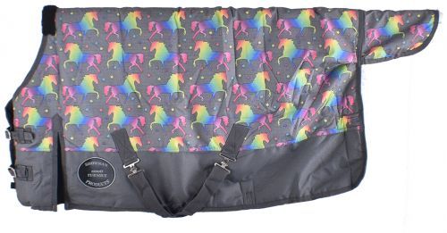 PONY&#47;YEARLING 56"-62" Waterproof and Breathable Showman Unicorn Print 1200D Turnout Blanket